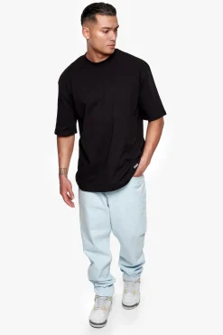 HEAVY OVERSIZE METAL PATCH BASIC T-SHIRT BLACK