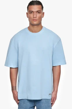 HEAVY OVERSIZE METAL PATCH BASIC T-SHIRT BABY BLUE