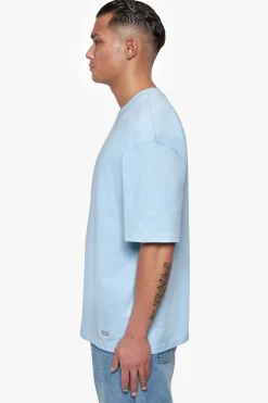 HEAVY OVERSIZE METAL PATCH BASIC T-SHIRT BABY BLUE