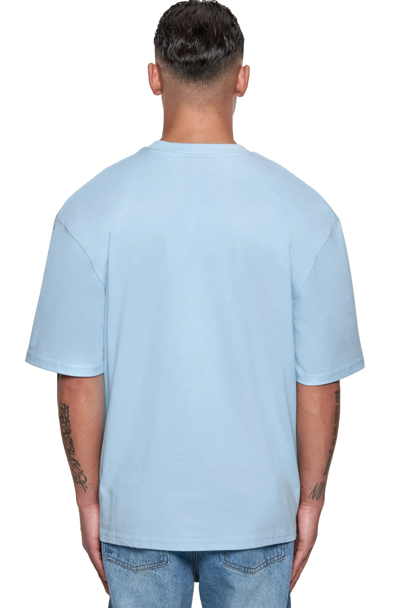 HEAVY OVERSIZE METAL PATCH BASIC T-SHIRT BABY BLUE