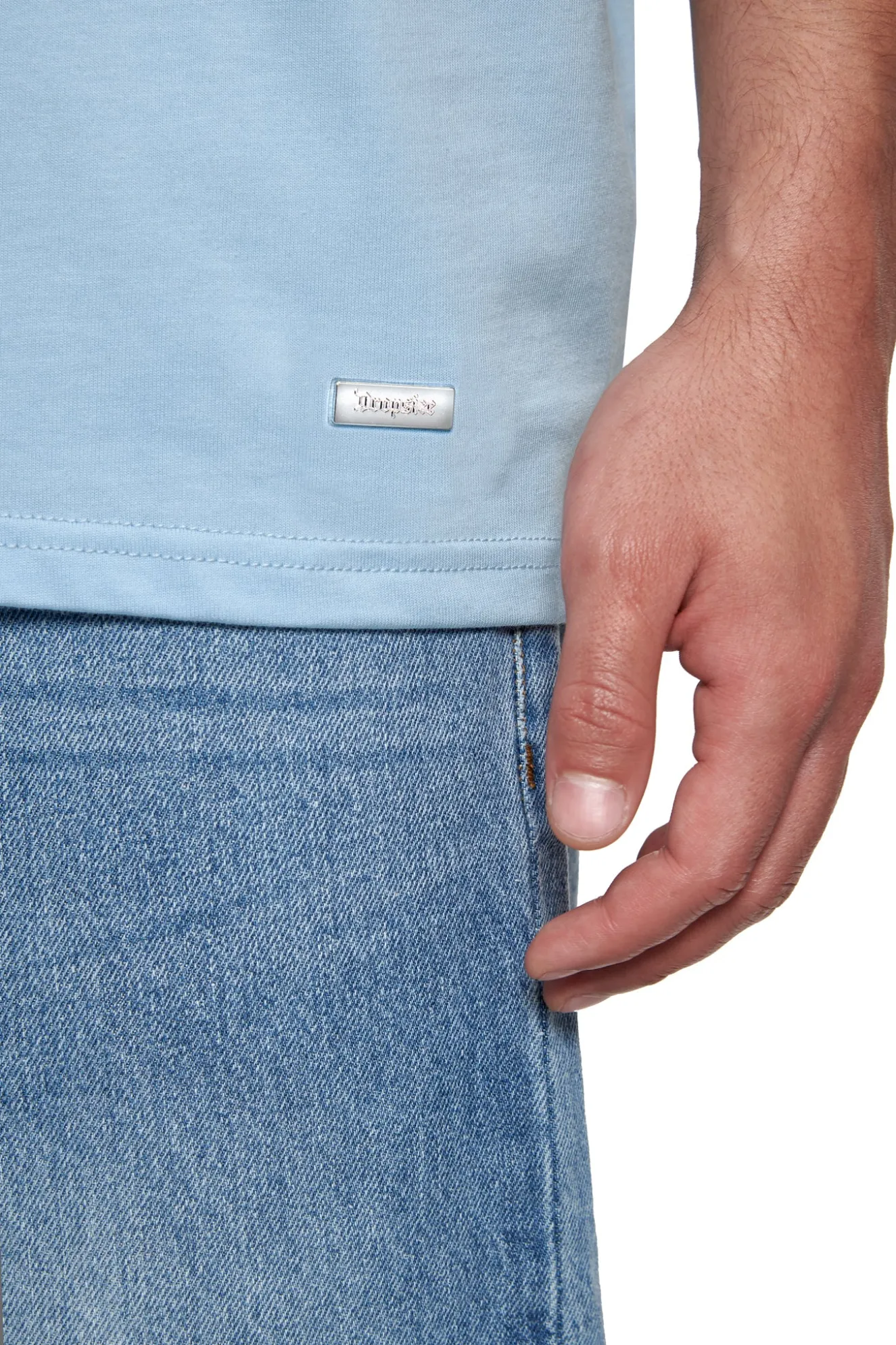 HEAVY OVERSIZE METAL PATCH BASIC T-SHIRT BABY BLUE