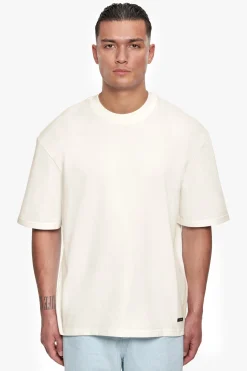 HEAVY OVERSIZE METAL PATCH BASIC T-SHIRT CREAM
