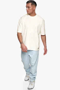 HEAVY OVERSIZE METAL PATCH BASIC T-SHIRT CREAM