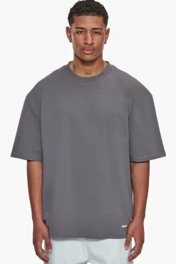 HEAVY OVERSIZE METAL PATCH BASIC T-SHIRT GREY