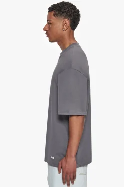 HEAVY OVERSIZE METAL PATCH BASIC T-SHIRT GREY