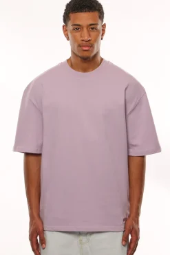 HEAVY OVERSIZE METAL PATCH BASIC T-SHIRT PINK