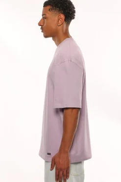 HEAVY OVERSIZE METAL PATCH BASIC T-SHIRT PINK