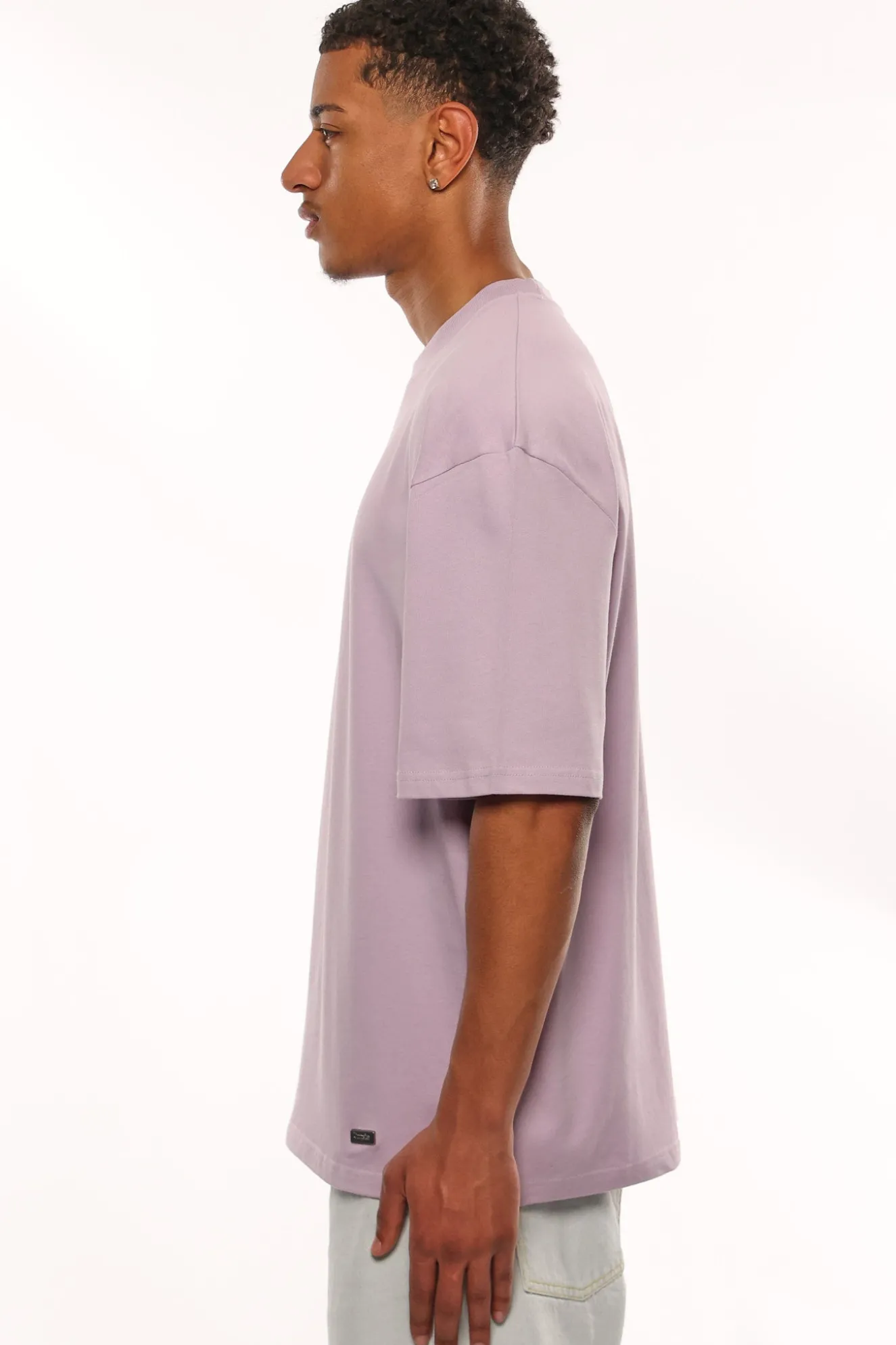 HEAVY OVERSIZE METAL PATCH BASIC T-SHIRT PINK