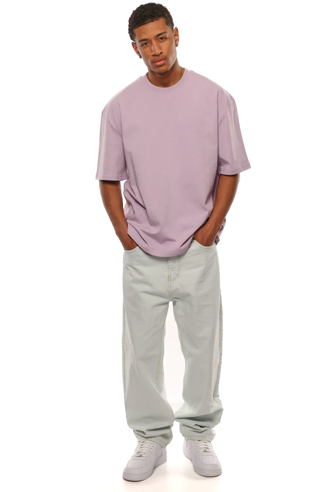 HEAVY OVERSIZE METAL PATCH BASIC T-SHIRT PINK