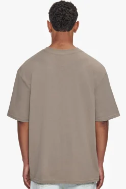 HEAVY OVERSIZE METAL PATCH BASIC T-SHIRT SIMPLY TAUPE