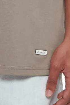 HEAVY OVERSIZE METAL PATCH BASIC T-SHIRT SIMPLY TAUPE