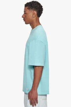 HEAVY OVERSIZE METAL PATCH BASIC T-SHIRT TURQUOISE