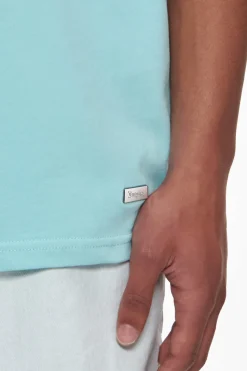 HEAVY OVERSIZE METAL PATCH BASIC T-SHIRT TURQUOISE