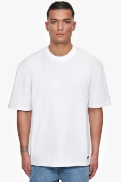 HEAVY OVERSIZE METAL PATCH BASIC T-SHIRT WHITE