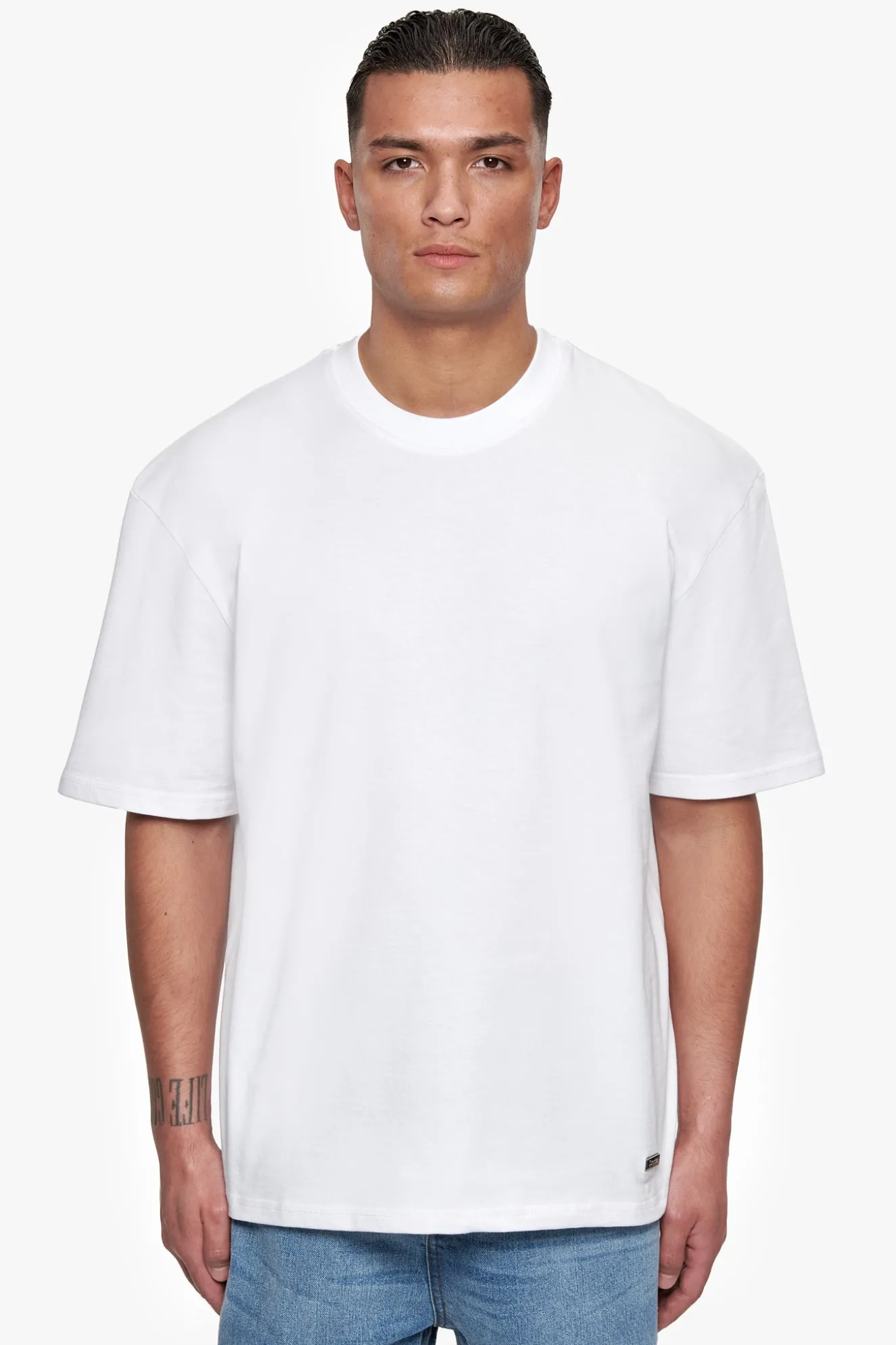 HEAVY OVERSIZE METAL PATCH BASIC T-SHIRT WHITE