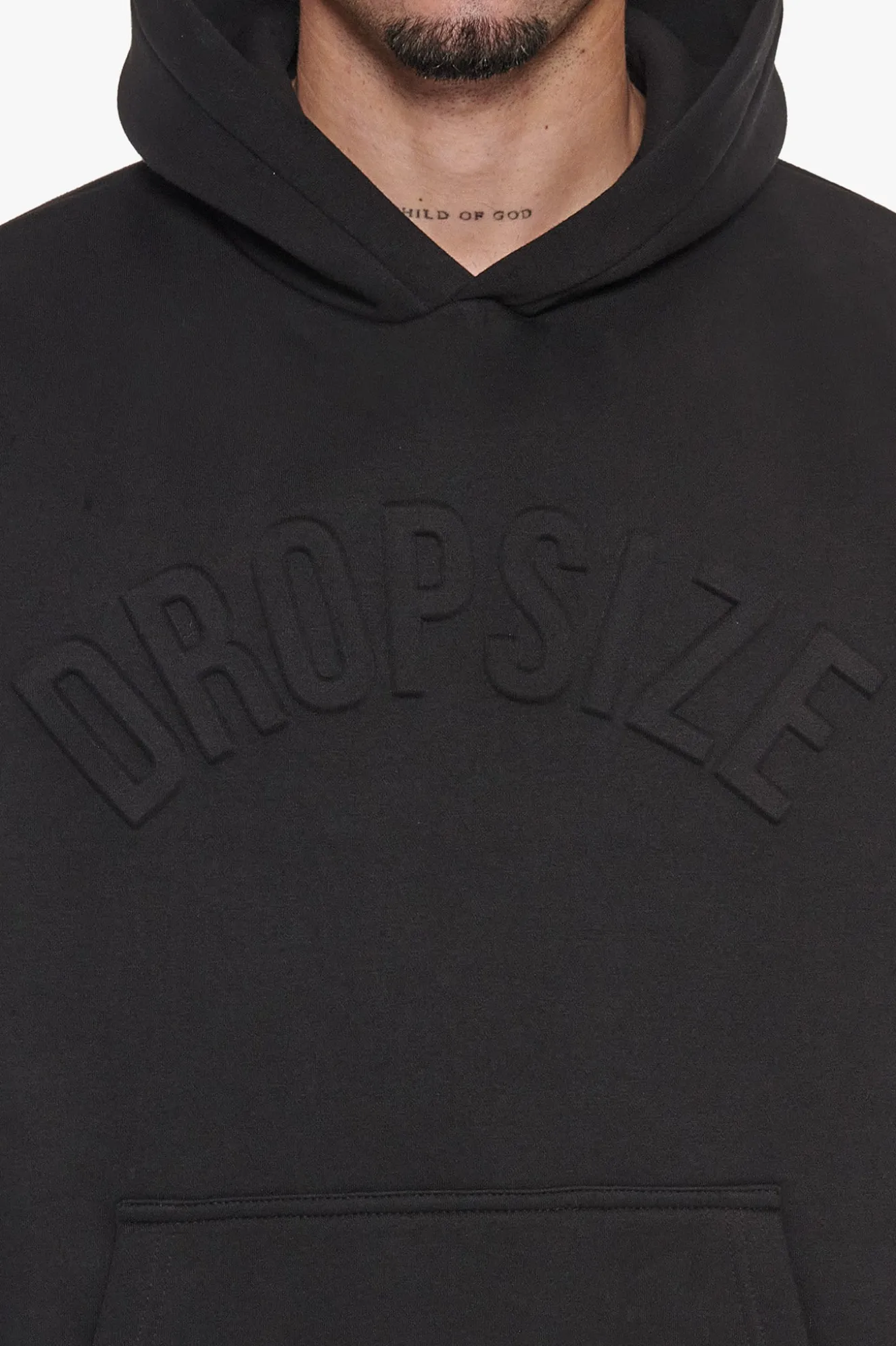 HEAVY OVERSIZE MID HD HOODIE BLACK EMBOSSED