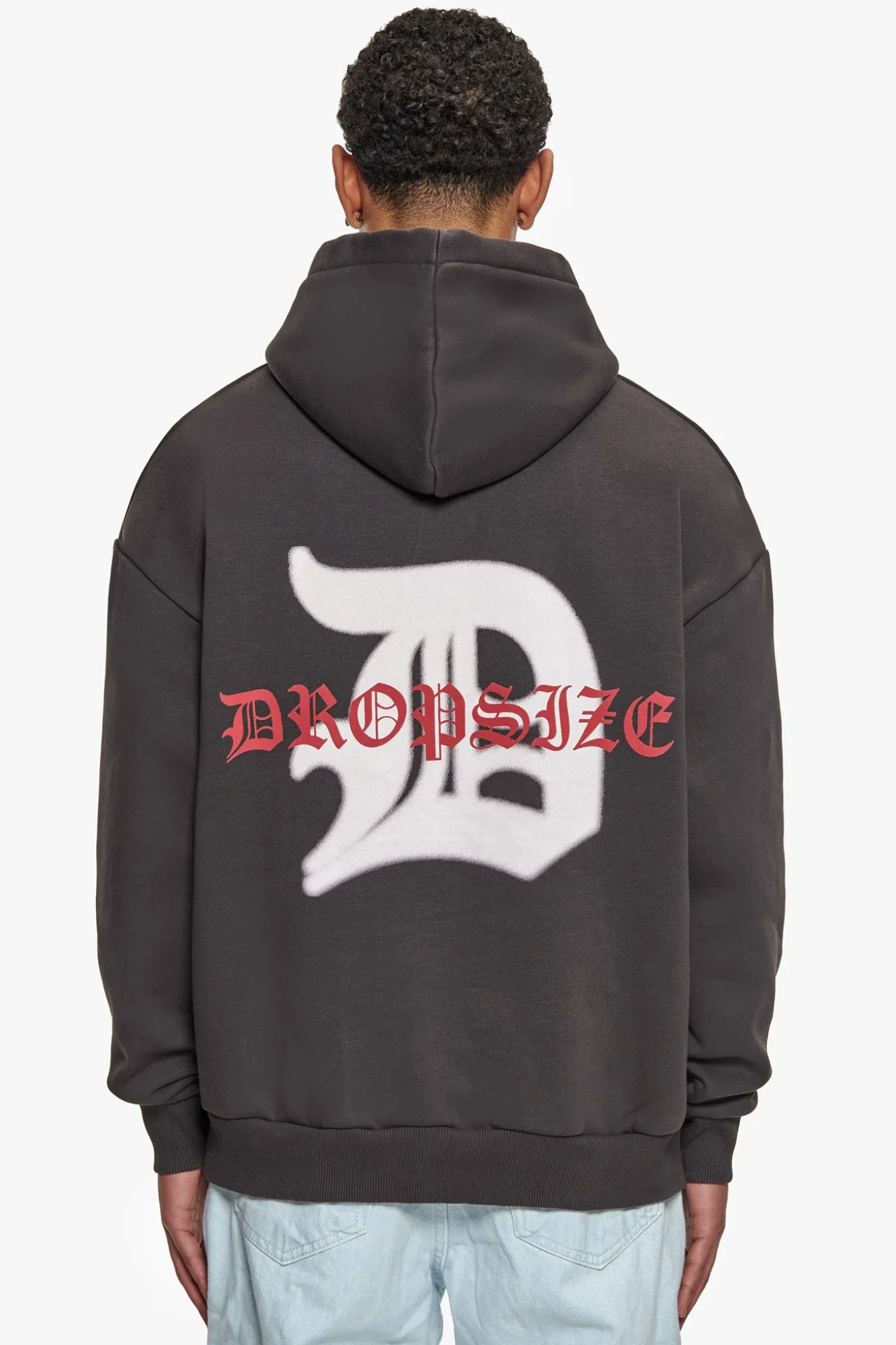 HEAVY OVERSIZE MID LOGO HOODIE WASHED BLACK