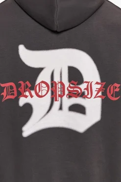HEAVY OVERSIZE MID LOGO HOODIE WASHED BLACK