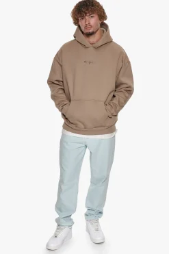 HEAVY OVERSIZE MIDDLE EMBO HOODIE SILVER MINK