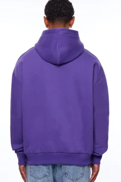 HEAVY OVERSIZE MIDDLE LOGO HOODIE PURPLE
