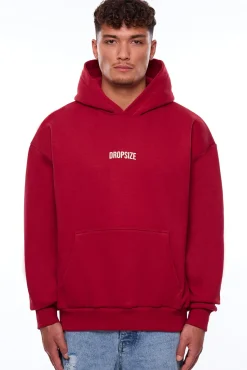 HEAVY OVERSIZE MIDDLE LOGO HOODIE RED