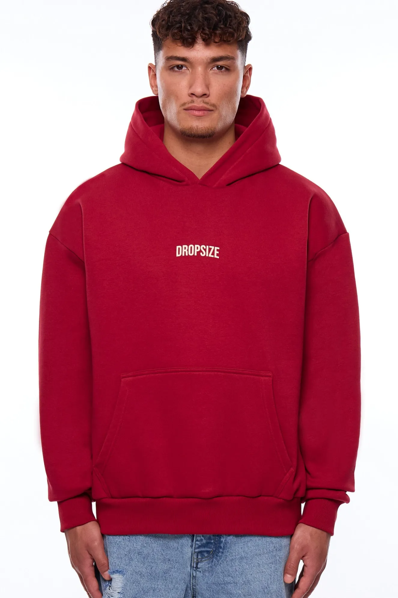 HEAVY OVERSIZE MIDDLE LOGO HOODIE RED