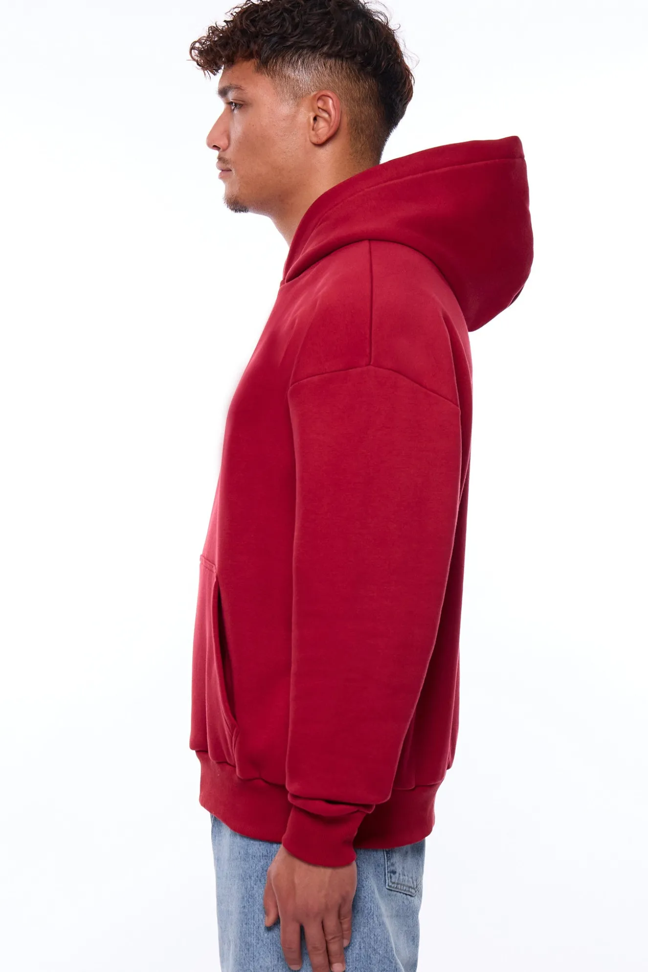 HEAVY OVERSIZE MIDDLE LOGO HOODIE RED