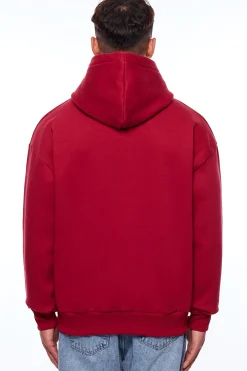 HEAVY OVERSIZE MIDDLE LOGO HOODIE RED