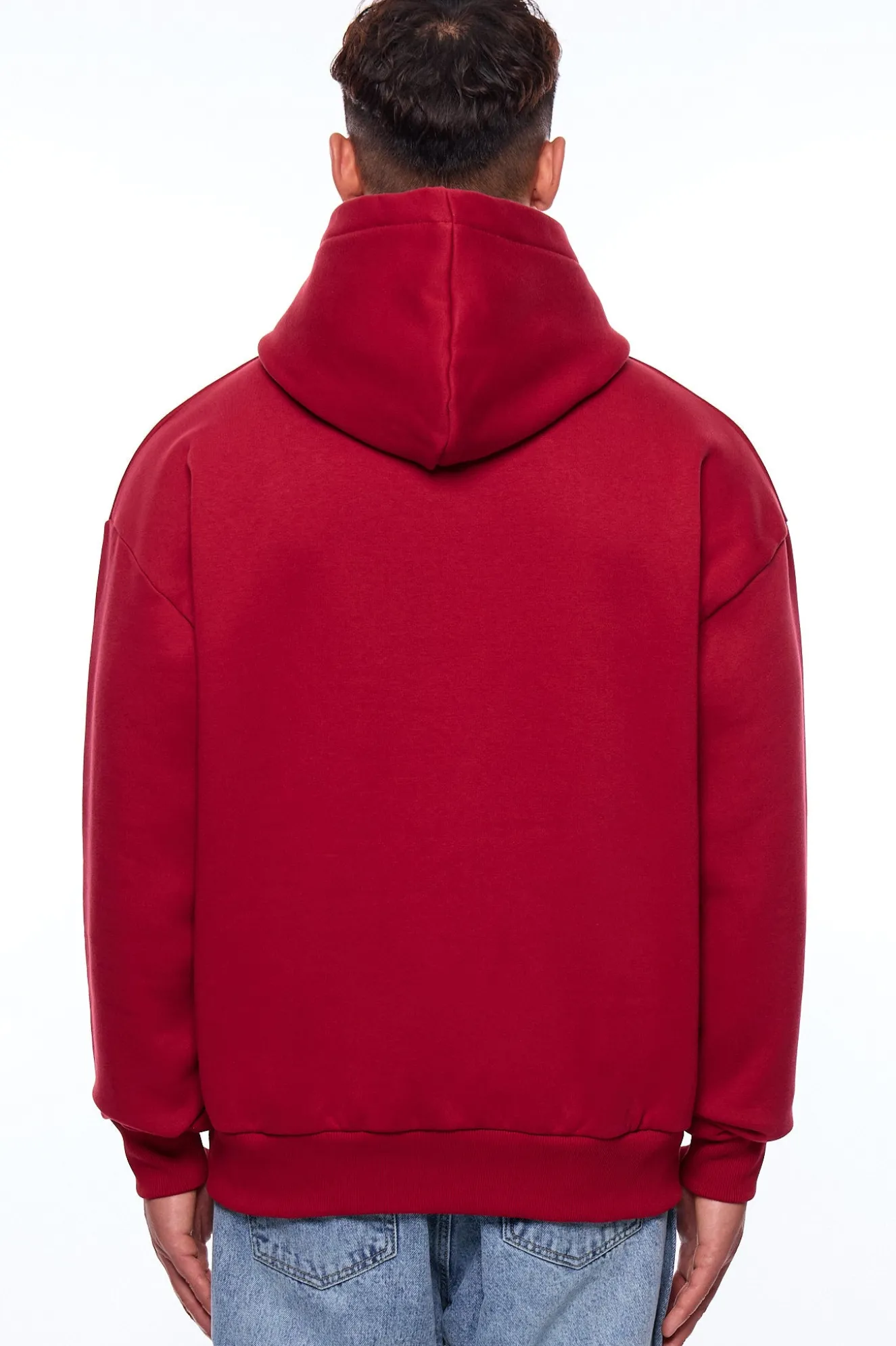 HEAVY OVERSIZE MIDDLE LOGO HOODIE RED