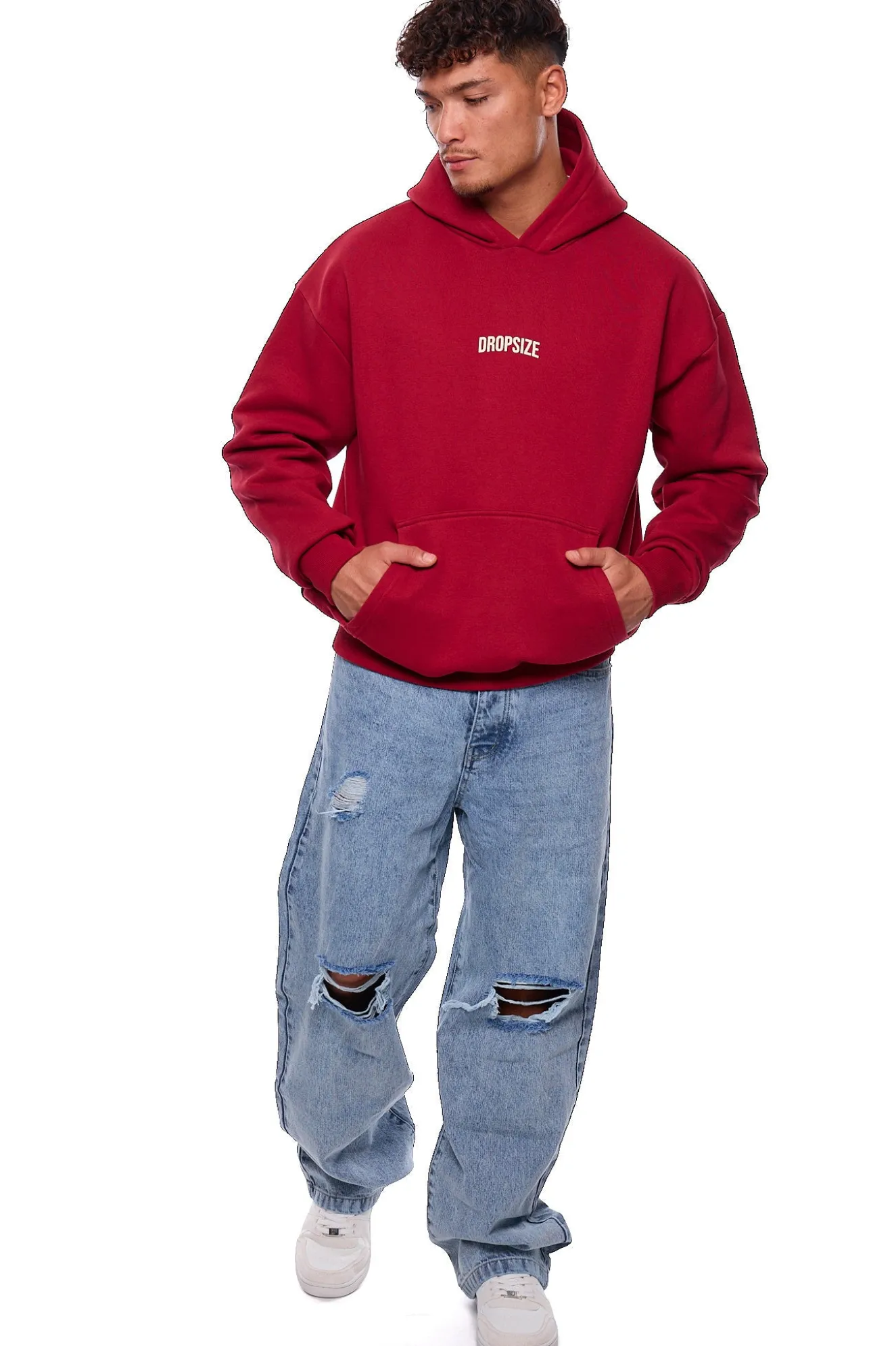 HEAVY OVERSIZE MIDDLE LOGO HOODIE RED