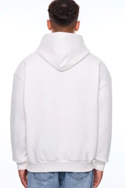 HEAVY OVERSIZE MIDDLE RUBBER PATCH HOODIE CREAM WHITE