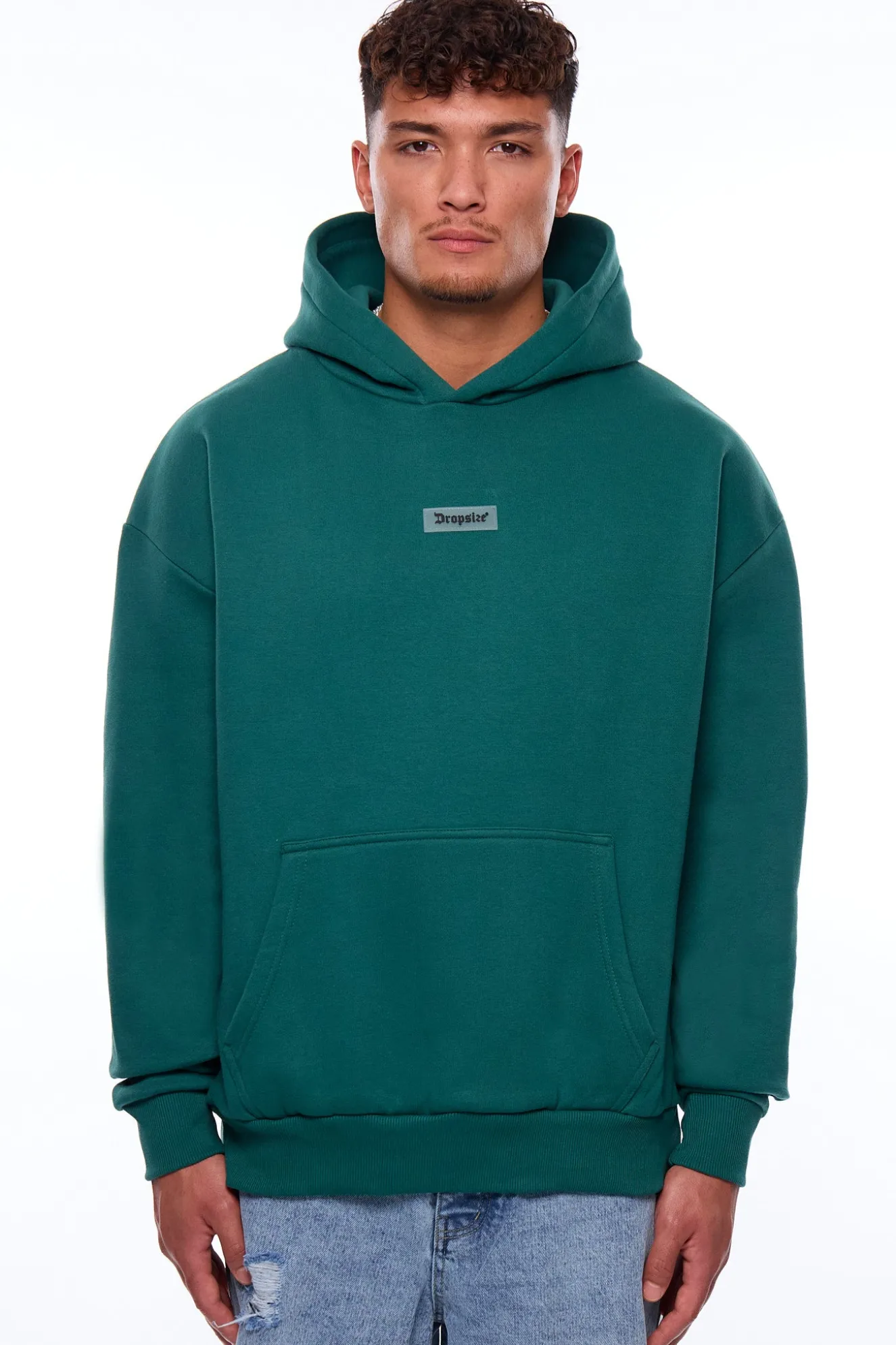 HEAVY OVERSIZE MIDDLE RUBBER PATCH HOODIE GREEN