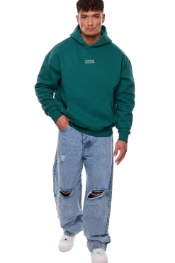 HEAVY OVERSIZE MIDDLE RUBBER PATCH HOODIE GREEN