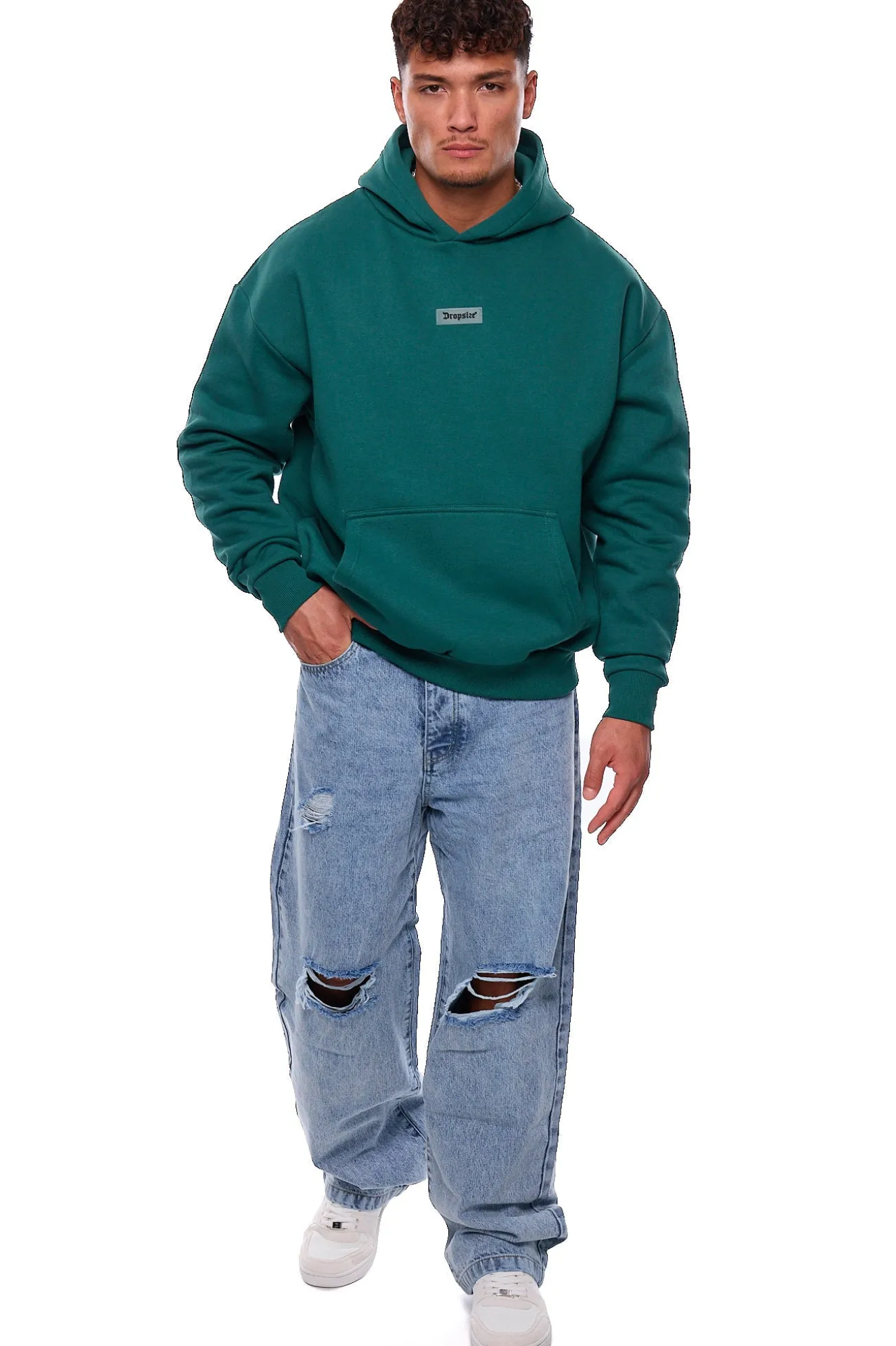 HEAVY OVERSIZE MIDDLE RUBBER PATCH HOODIE GREEN