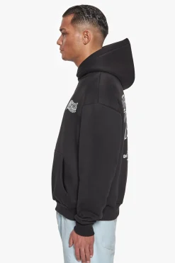 HEAVY OVERSIZE MIRRORED LOGO HOODIE BLACK/WHITE