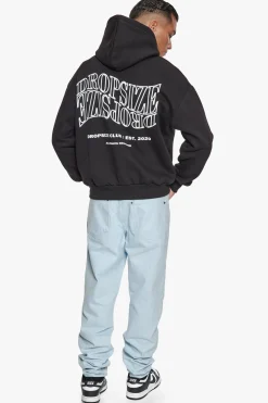 HEAVY OVERSIZE MIRRORED LOGO HOODIE BLACK/WHITE