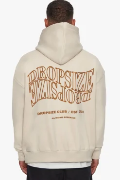 HEAVY OVERSIZE MIRRORED LOGO HOODIE COCONUT MILK