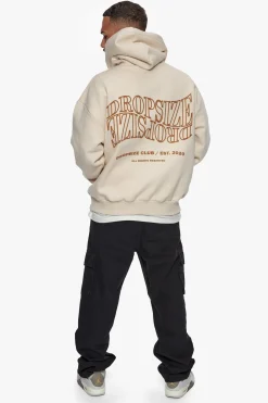 HEAVY OVERSIZE MIRRORED LOGO HOODIE COCONUT MILK