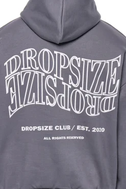 HEAVY OVERSIZE MIRRORED LOGO HOODIE GREY