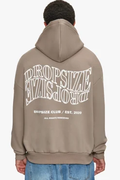 HEAVY OVERSIZE MIRRORED LOGO HOODIE SIMPLY TAUPE