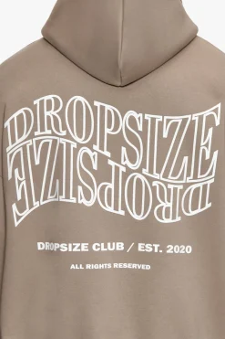 HEAVY OVERSIZE MIRRORED LOGO HOODIE SIMPLY TAUPE
