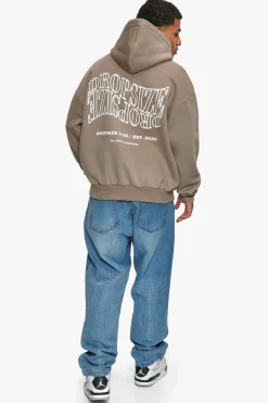 HEAVY OVERSIZE MIRRORED LOGO HOODIE SIMPLY TAUPE