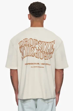 HEAVY OVERSIZE MIRRORED LOGO T-SHIRT COCONUT MILK