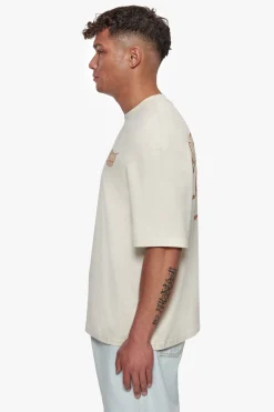 HEAVY OVERSIZE MIRRORED LOGO T-SHIRT COCONUT MILK