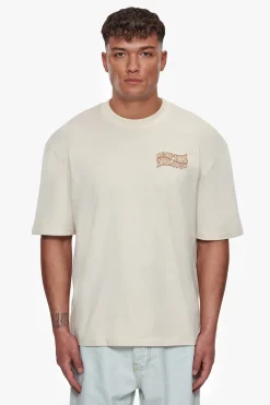 HEAVY OVERSIZE MIRRORED LOGO T-SHIRT COCONUT MILK