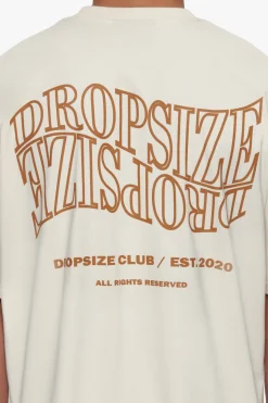 HEAVY OVERSIZE MIRRORED LOGO T-SHIRT COCONUT MILK