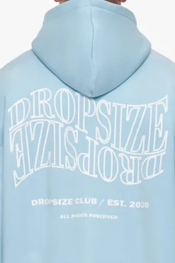 HEAVY OVERSIZE MIRRORED LOGO ZIP-HOODIE BABY BLUE