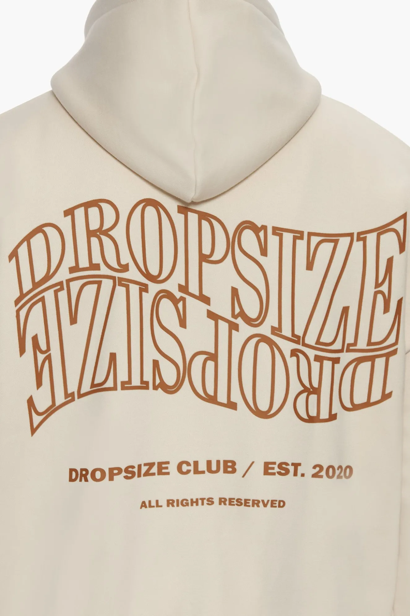 HEAVY OVERSIZE MIRRORED LOGO ZIP HOODIE COCONUT MILK