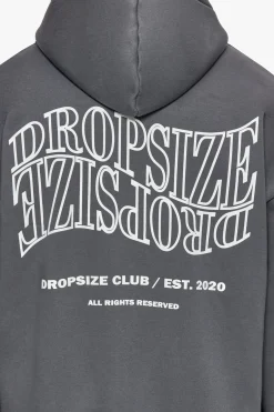 HEAVY OVERSIZE MIRRORED LOGO ZIP-HOODIE GREY