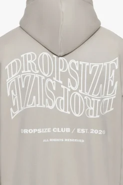 HEAVY OVERSIZE MIRRORED LOGO ZIP-HOODIE STONE